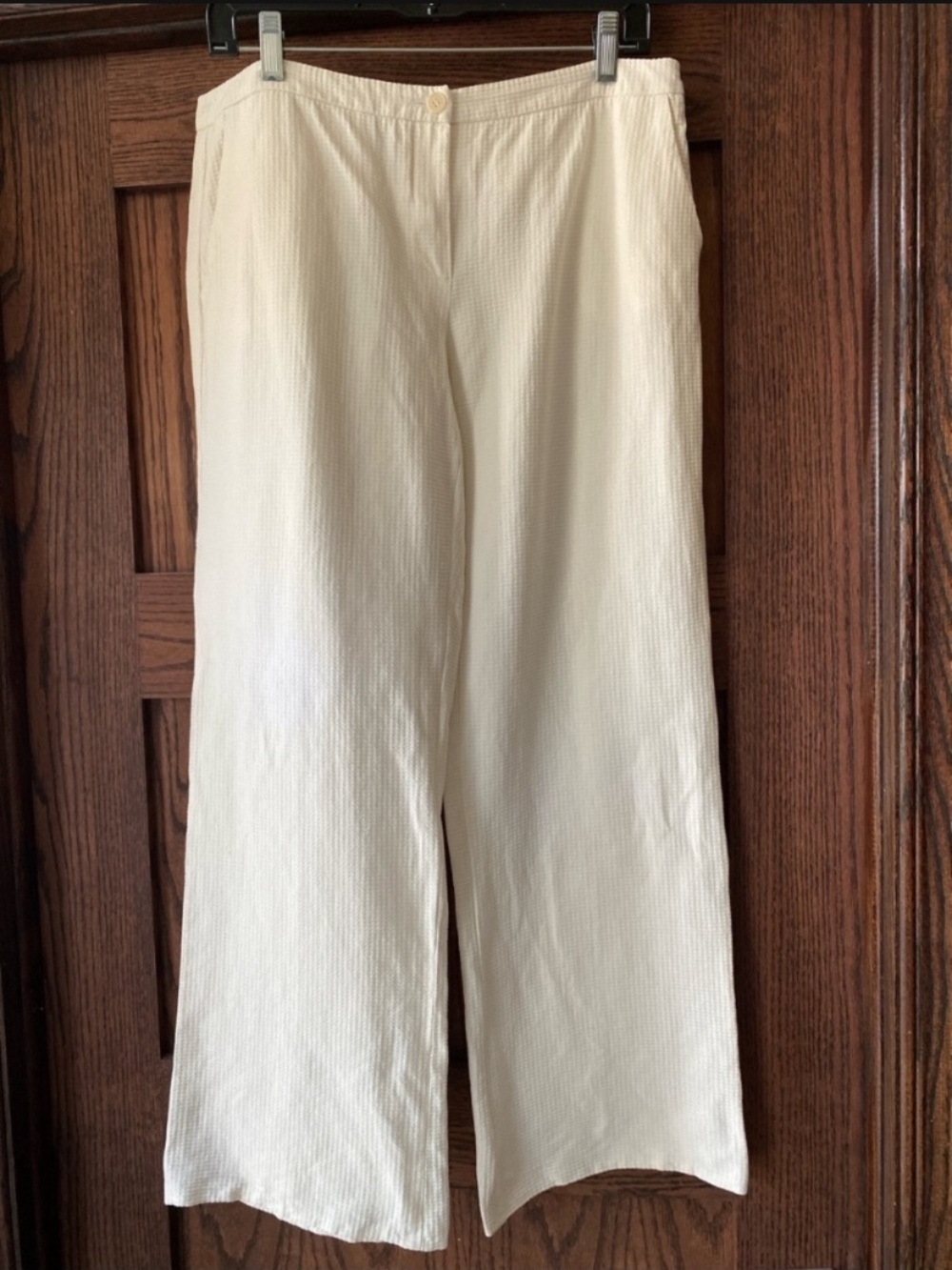 💕 Host Pick💕 Emporio Armani Off-White linen blend Textured Trousers